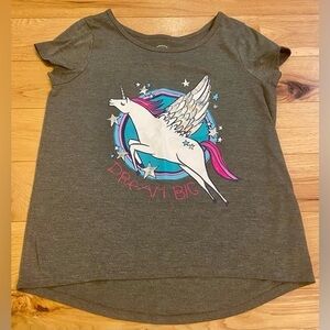 Dark Gray Unicorn Relaxed Short Sleeve Tee Shirt Girls Size 12